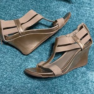 Kenneth  Cole Reaction gold sandals.
